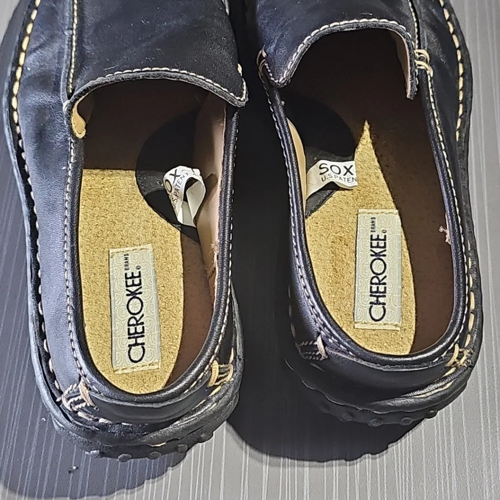 CHEROKEE Leather Upper Black Slip-On Moccasin‎ Driving Loafer Women’s 6 NWOT